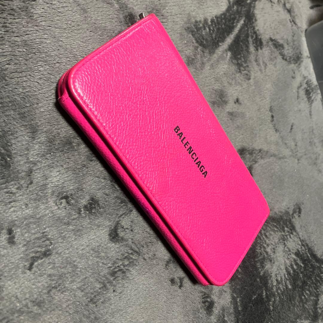 長財布　ピンク　折財布　レディーズ　バレンシアガ