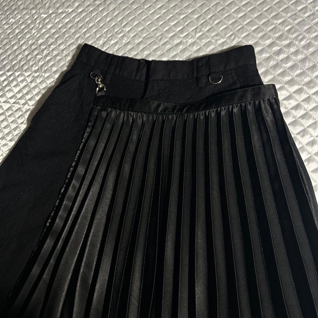 AD2019 archive プリーツスカートウール縮絨ショーツ 黒 スカパン