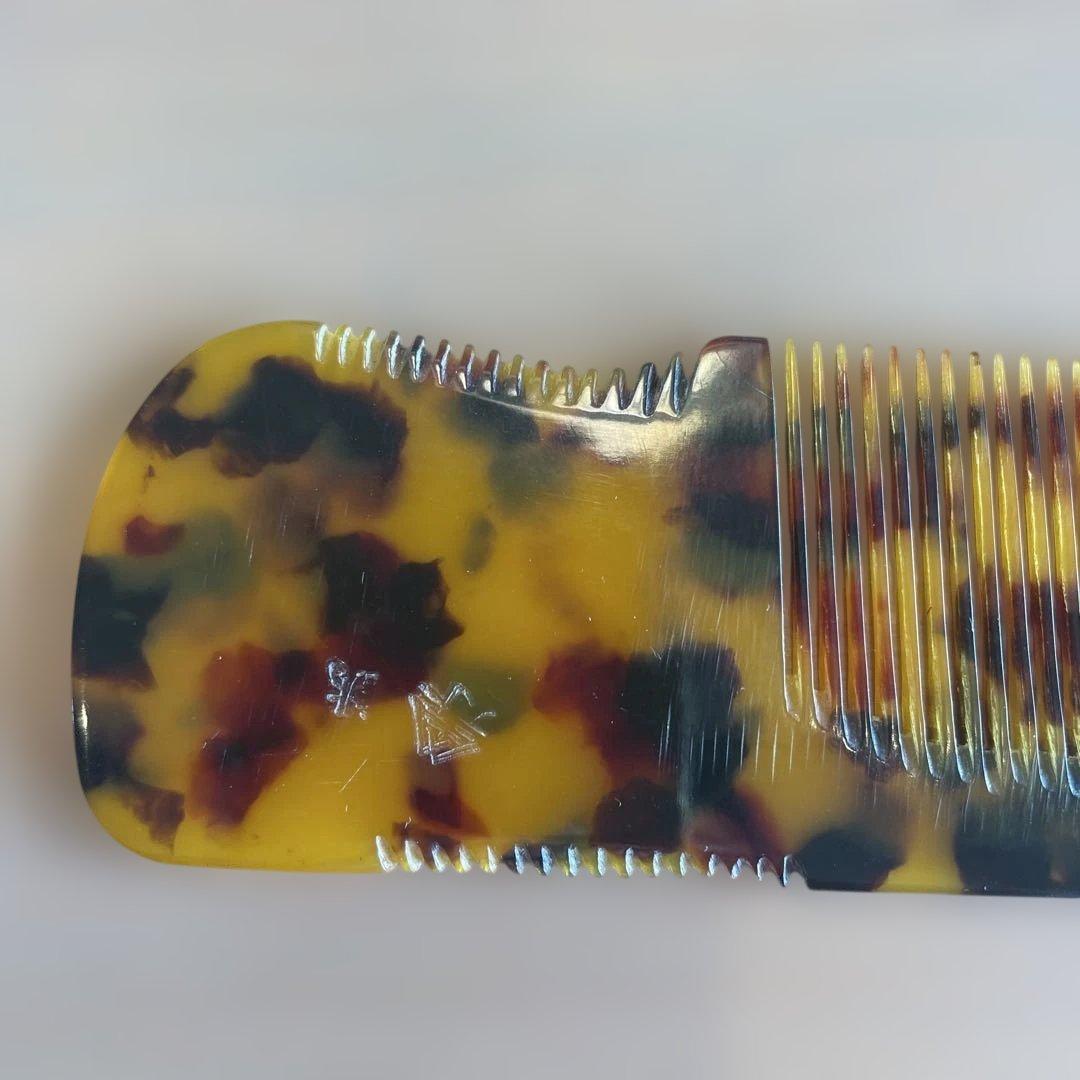 本ベッコウ　角度くし　理容師櫛