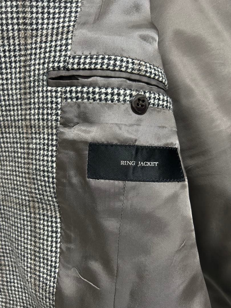 美品　RING JACKET　テーラード　ウール　ジャケット　千鳥格子　52