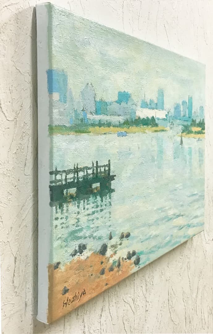 絵画 417 油絵/風景/東京/浜/海/台場/P8号