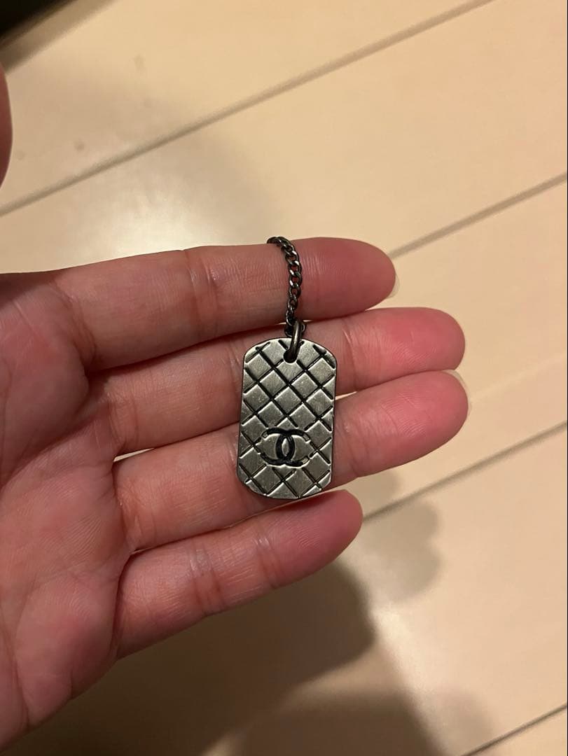 正規品　CHANEL シルバーメタル　プレートネックレス