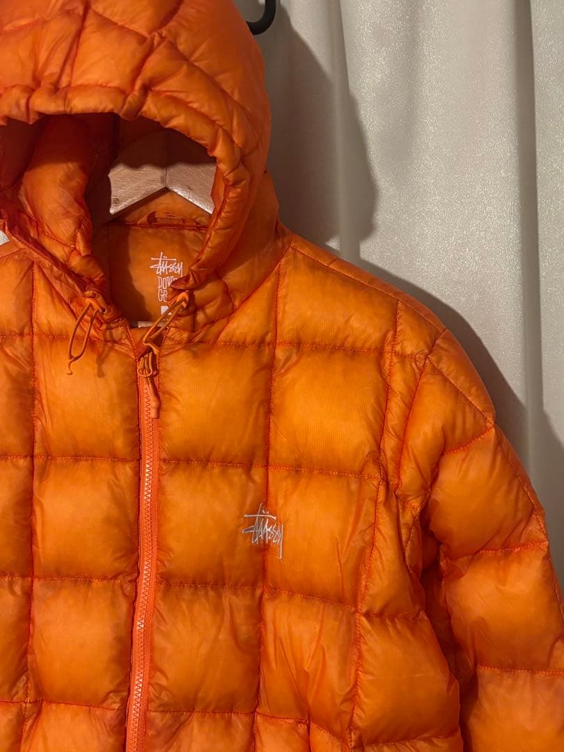 ジャケット・アウター stussy midweight hooded puffer orange