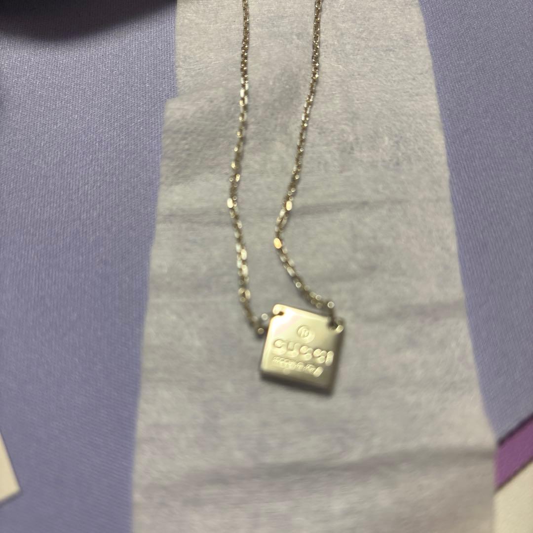 GUCCI グッチ ネックレス プレート ロゴ スクエア 箱付き