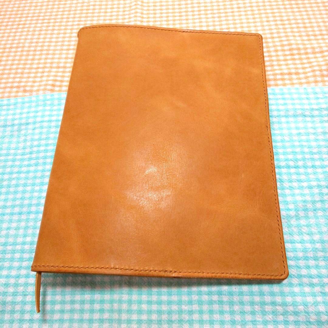 オイルワックスヌメ革ナチュラルレザーカバー、B5 26穴バインダー付