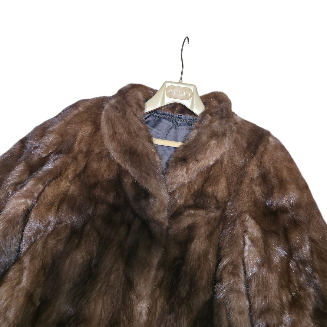 美品 デミバフミンク ファーコート 本毛皮 15 3L位 極太袖