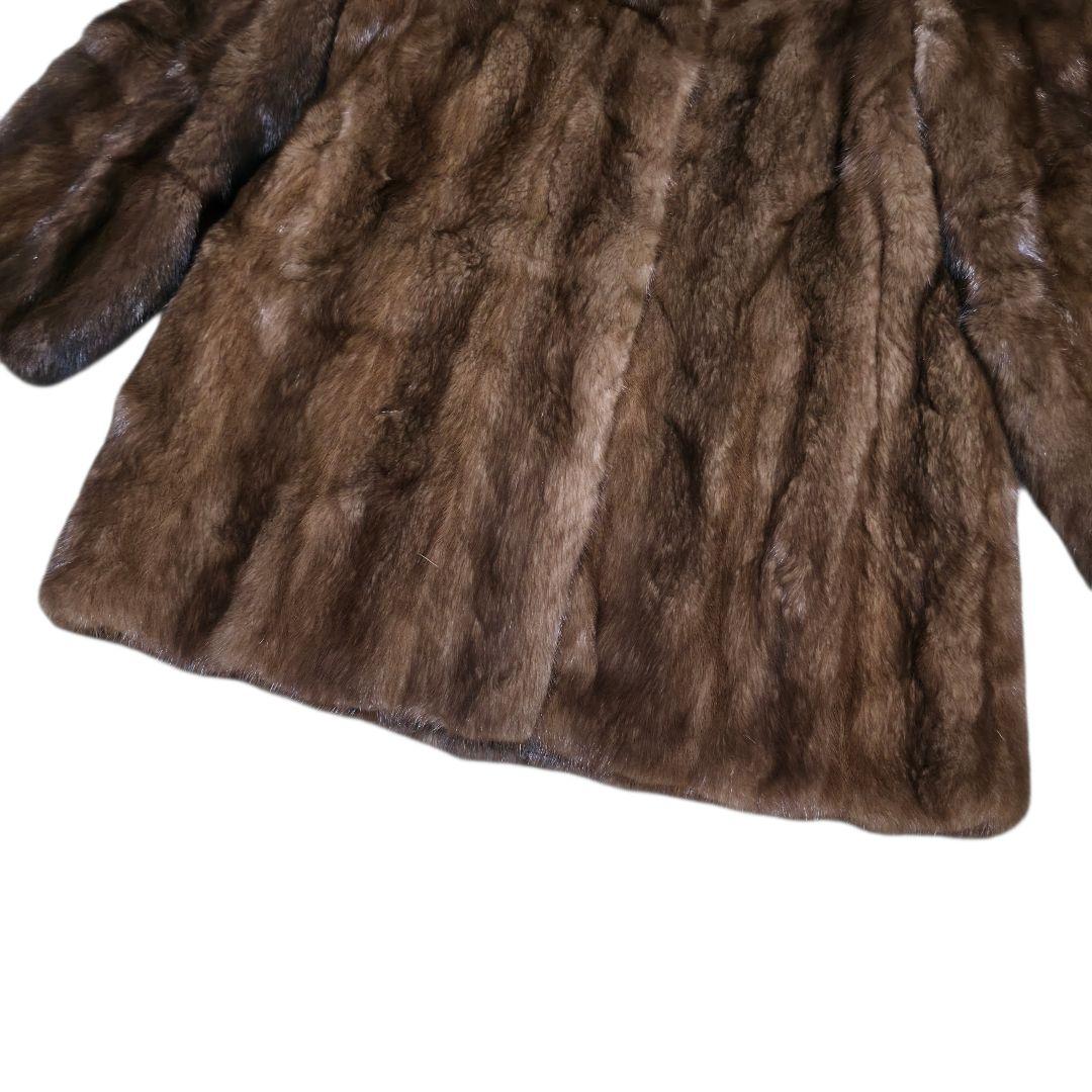 美品 デミバフミンク ファーコート 本毛皮 15 3L位 極太袖