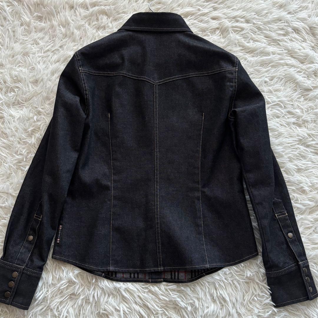 美品 バーバリーロンドン デニムジャケット 裏地チェック ブラック L