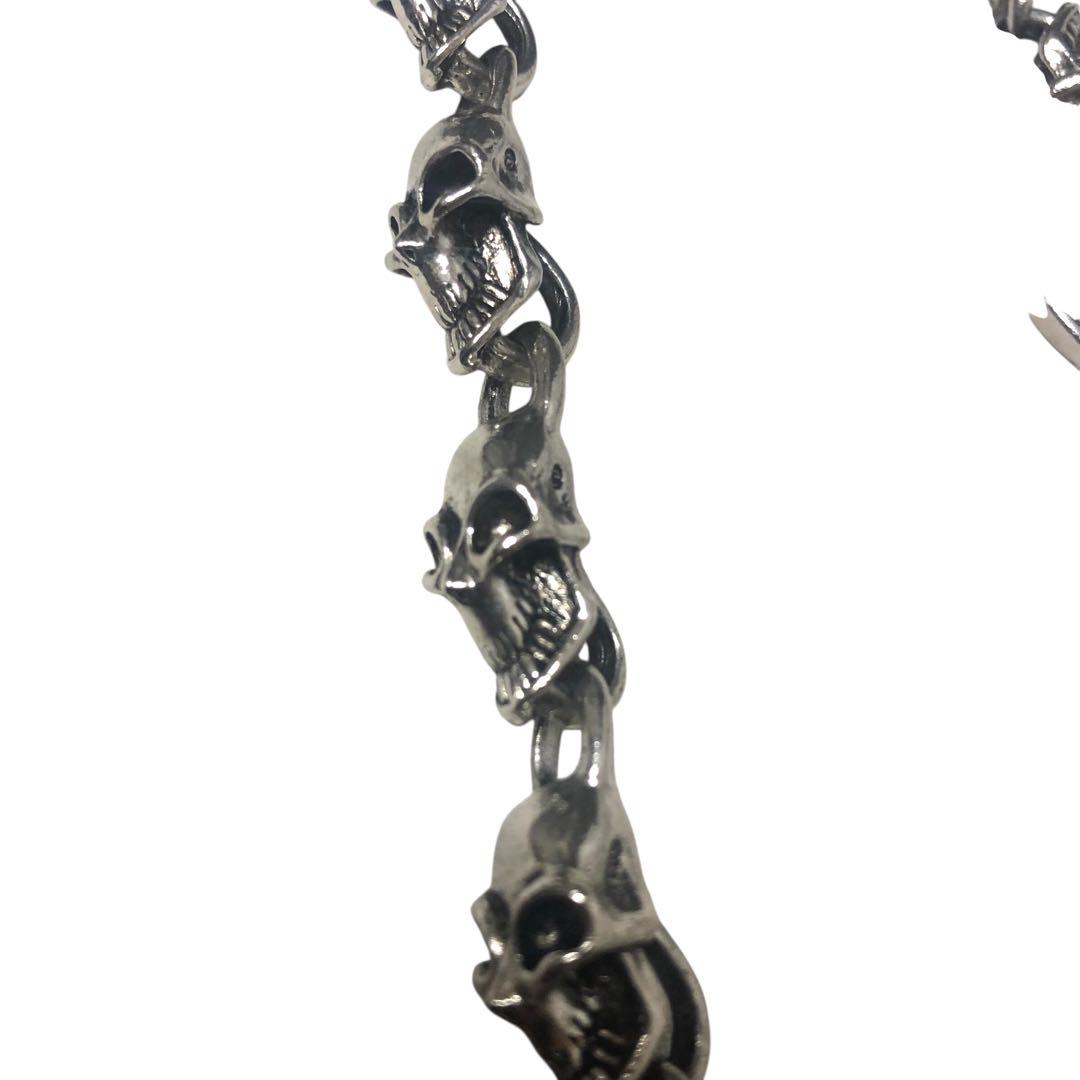 【美品】スカルヘッド 骸骨 ウォレットチェーン ネックレス シルバーカラー