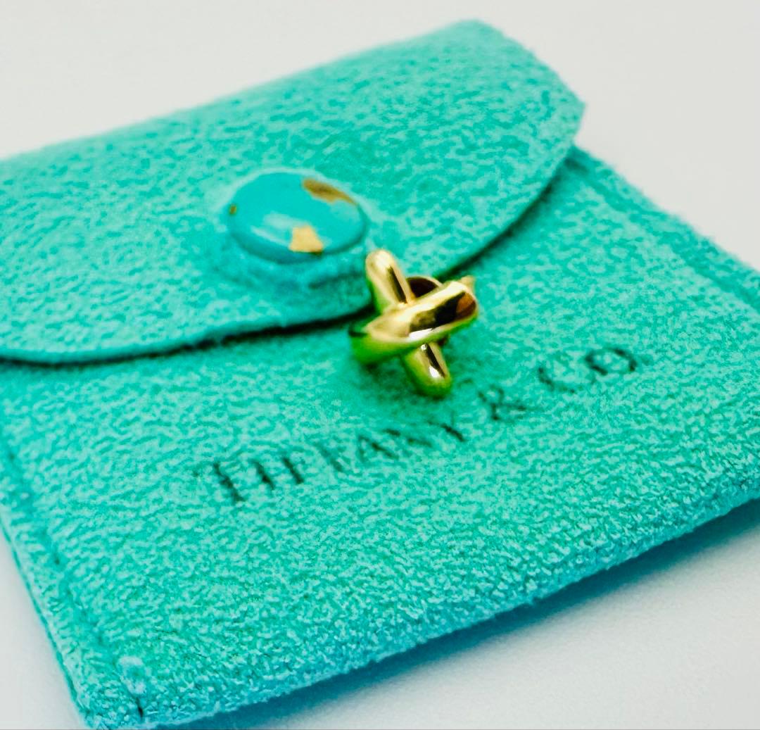 Tiffany クロスステッチ　ピアス　ゴールド　片耳 750 クロス