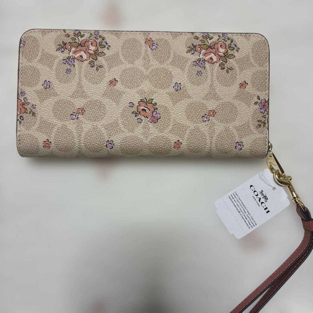 【未使用】COACH コーチロング ジップ アラウンド ウォレット　花柄フローラ