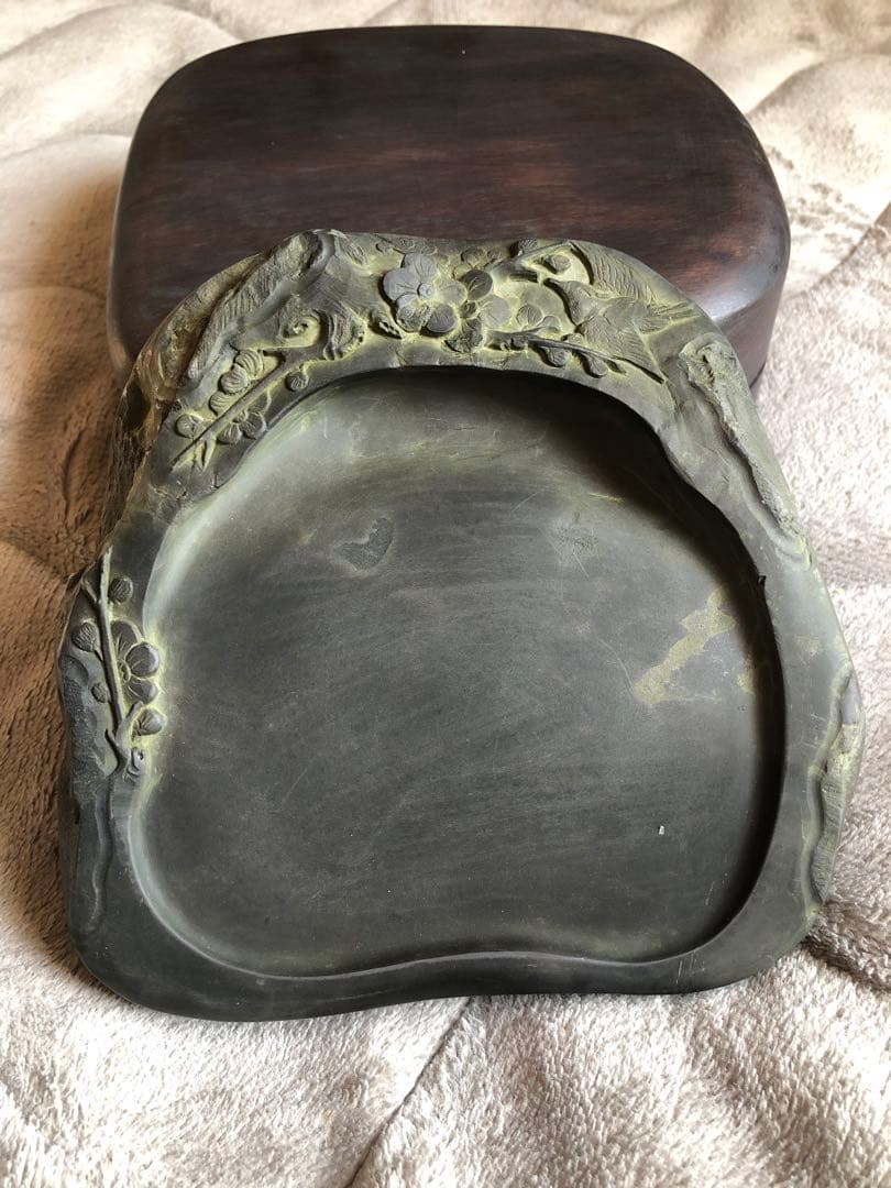 硯　すずり 端溪硯 花鳥文 水岩 文房四寶 書道用品 端渓硯