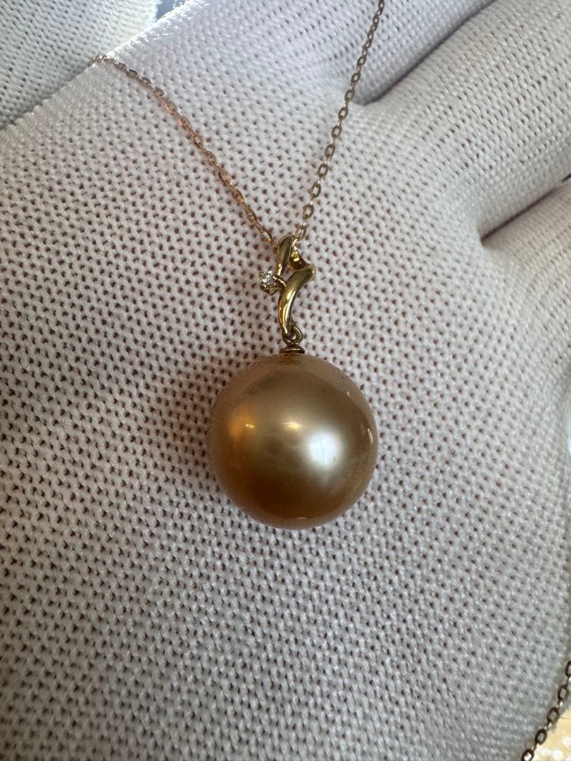新品　茶金級　高品質天然南洋白蝶ゴールデンパールペンダント