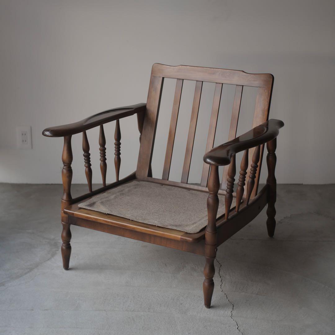 ①カリモク　ソファ　椅子　チェア　現状　古家具　古道具　アンティーク　昭和レトロ