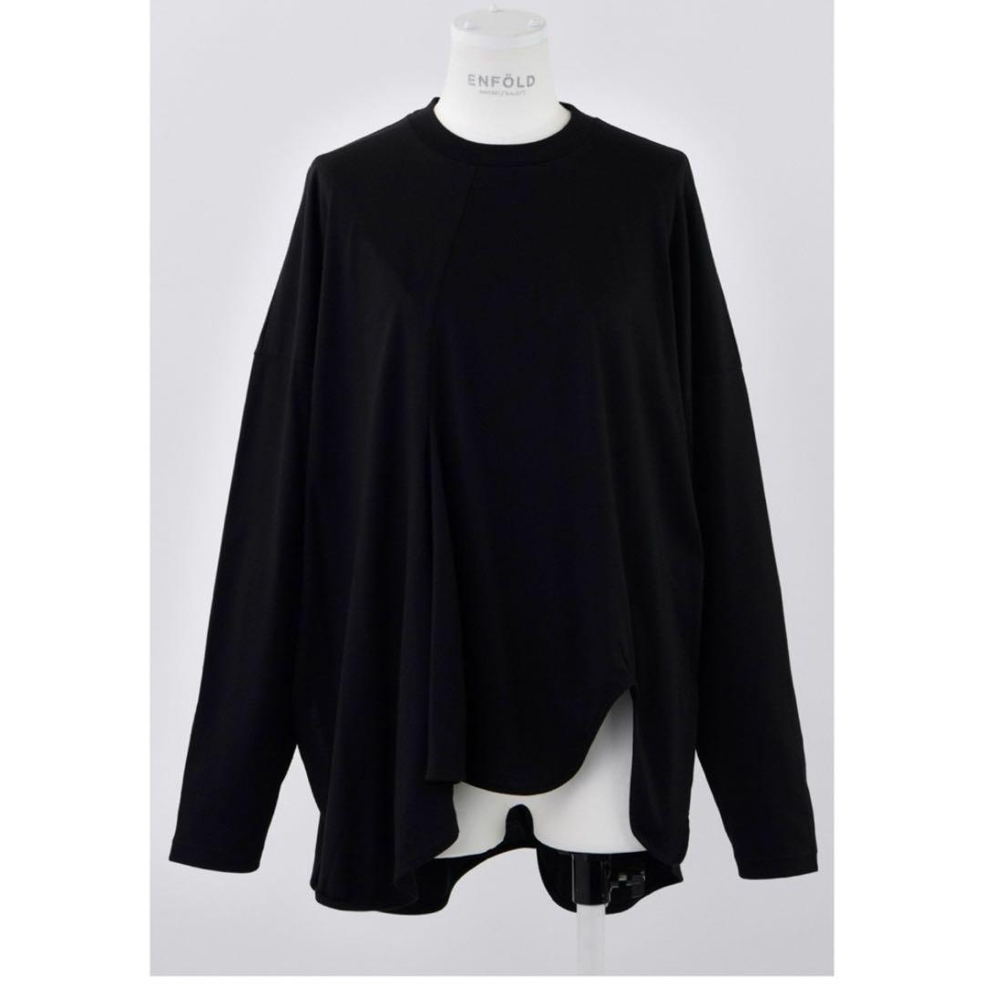 新品タグ付き　スビン天竺 アシンメドレープロンT