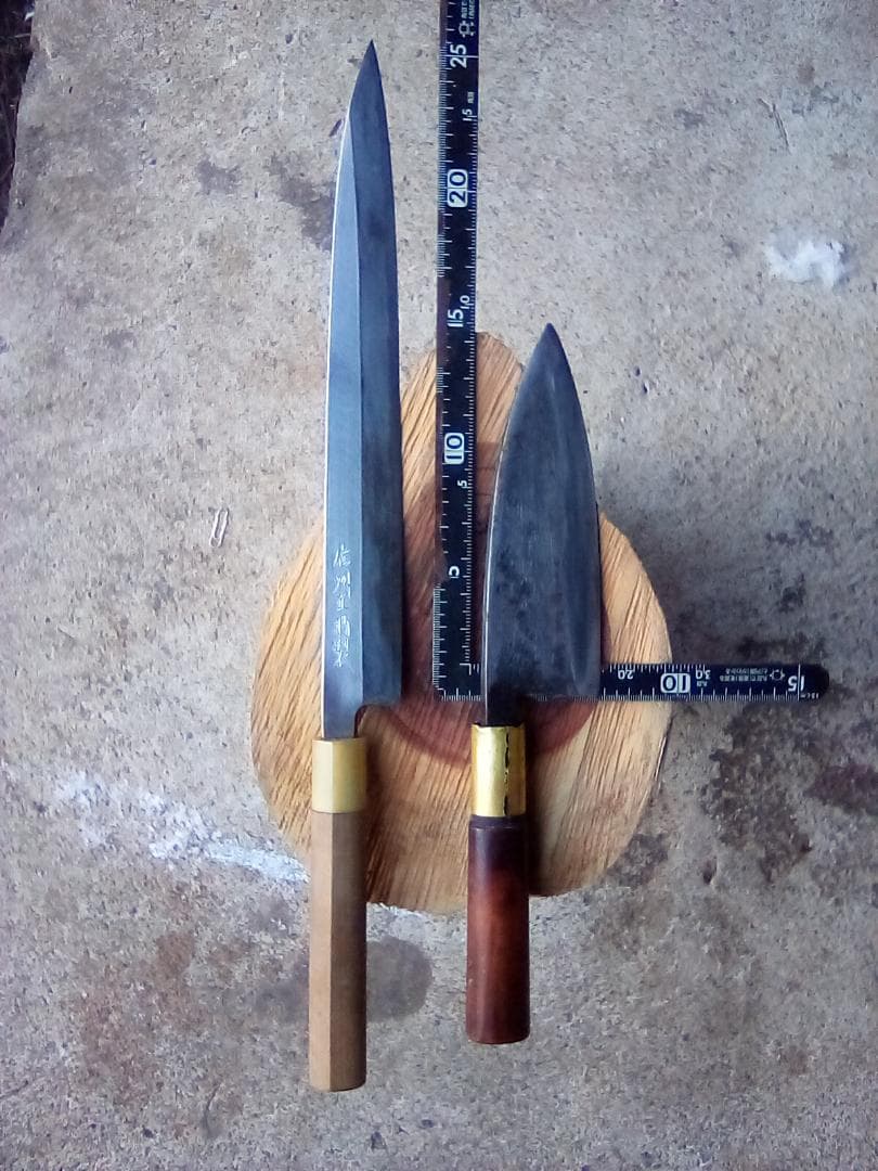 中古包丁　柳刃、信州屋　出刃(舟行)、正本