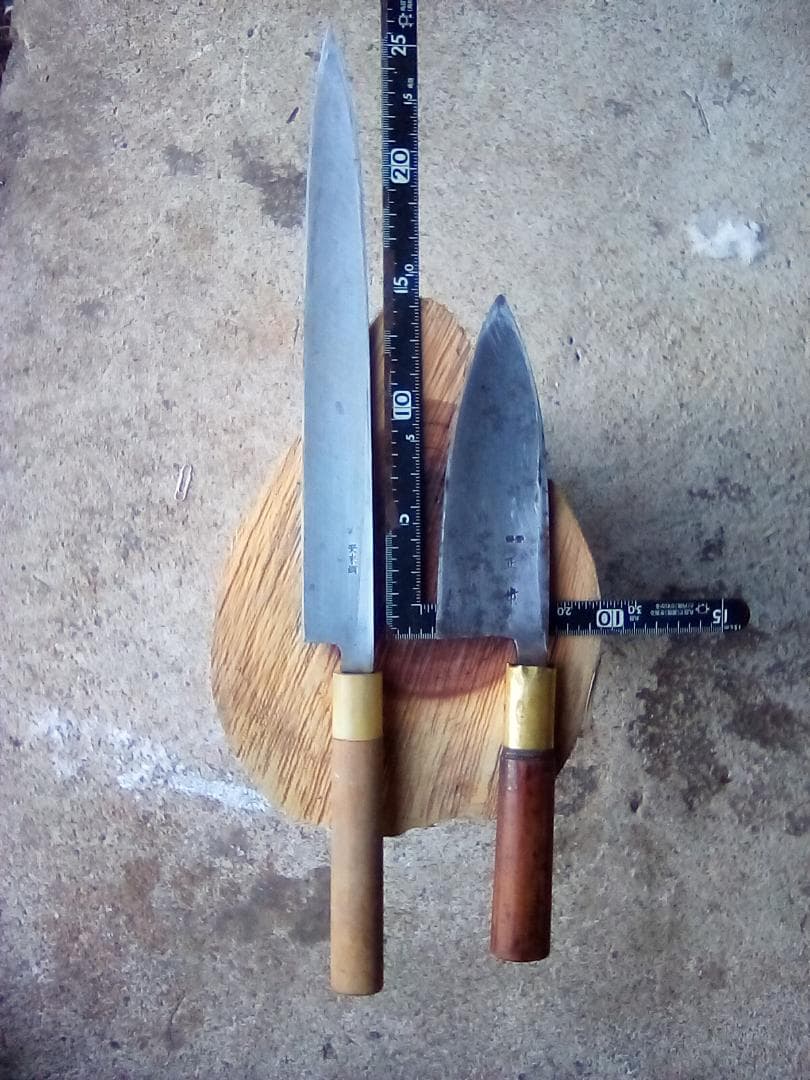 中古包丁　柳刃、信州屋　出刃(舟行)、正本