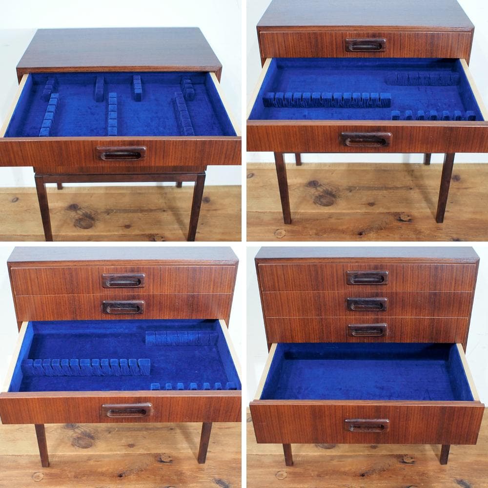 ビンテージ ローズウッド材 カトラリーチェスト 4段 検索/北欧デンマーク