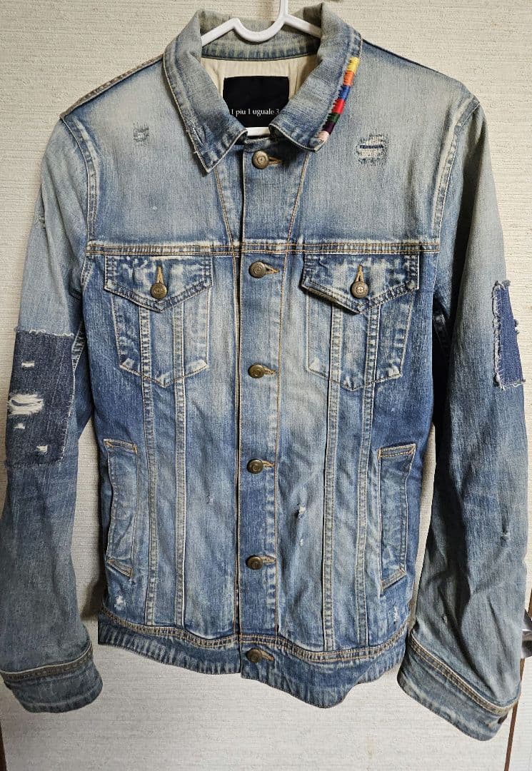 ウノピュ デニムジャケット Safari掲載 LEON レインボーステッチ