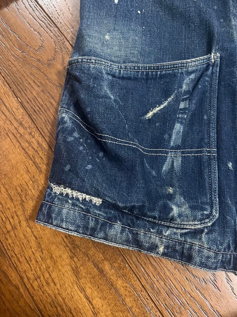 ネイバーフッド　サベーデニム カバーオール ペイント加工　ブランケット