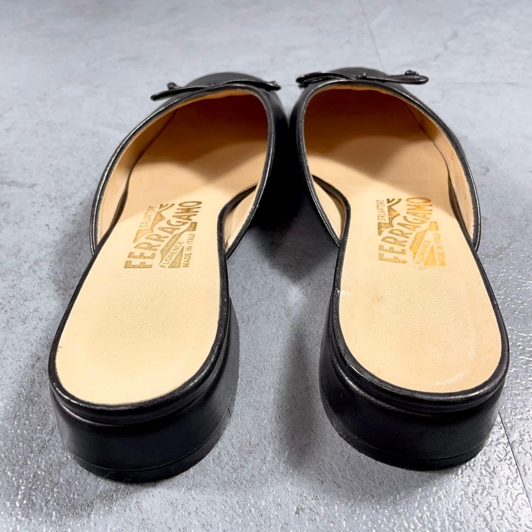 希少✨️ フェラガモ ミュール サンダル リボン ブラック 6 1/2