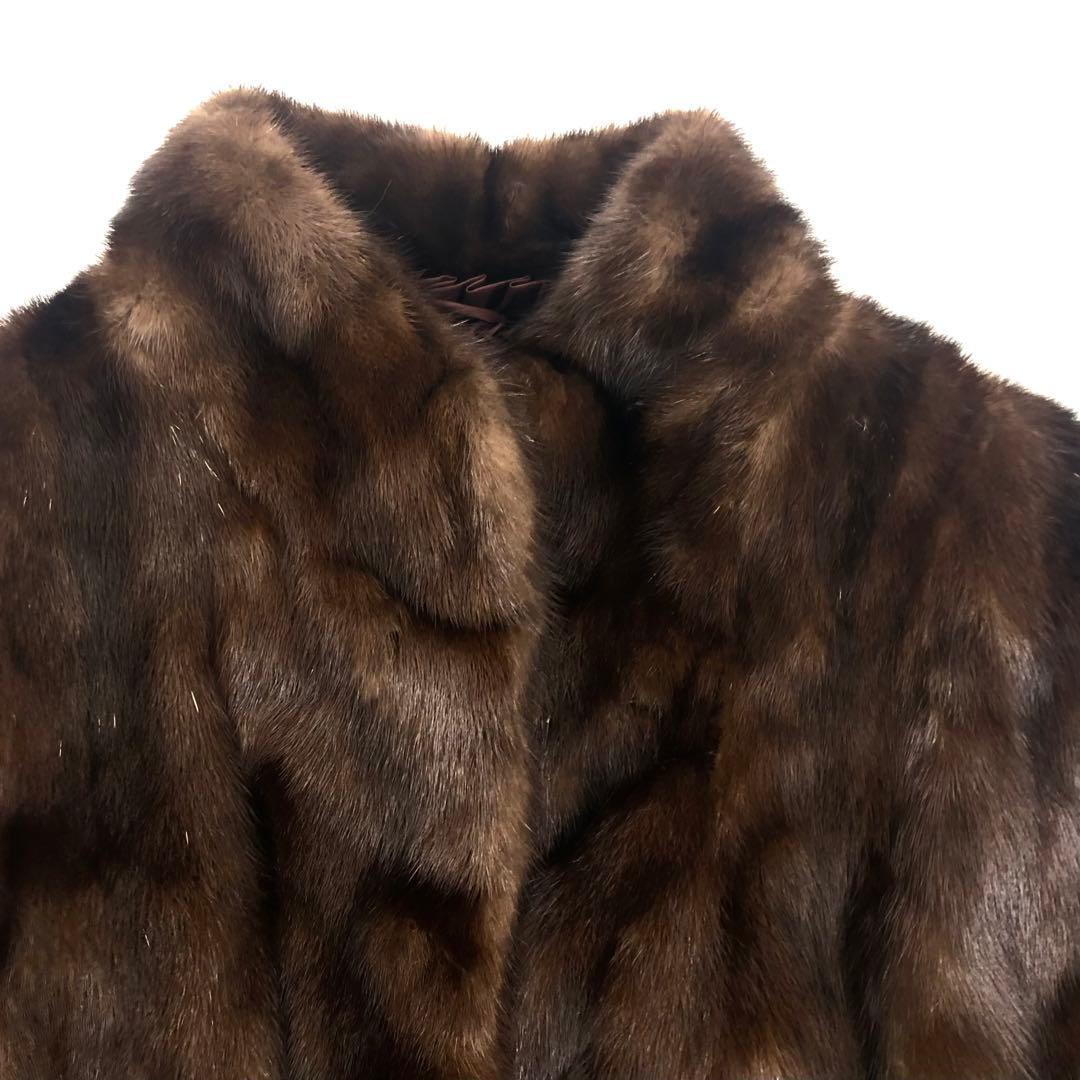 R【美品】ブラウン　SAGAミンク　 銀タグ　毛皮コート　レディース　高級
