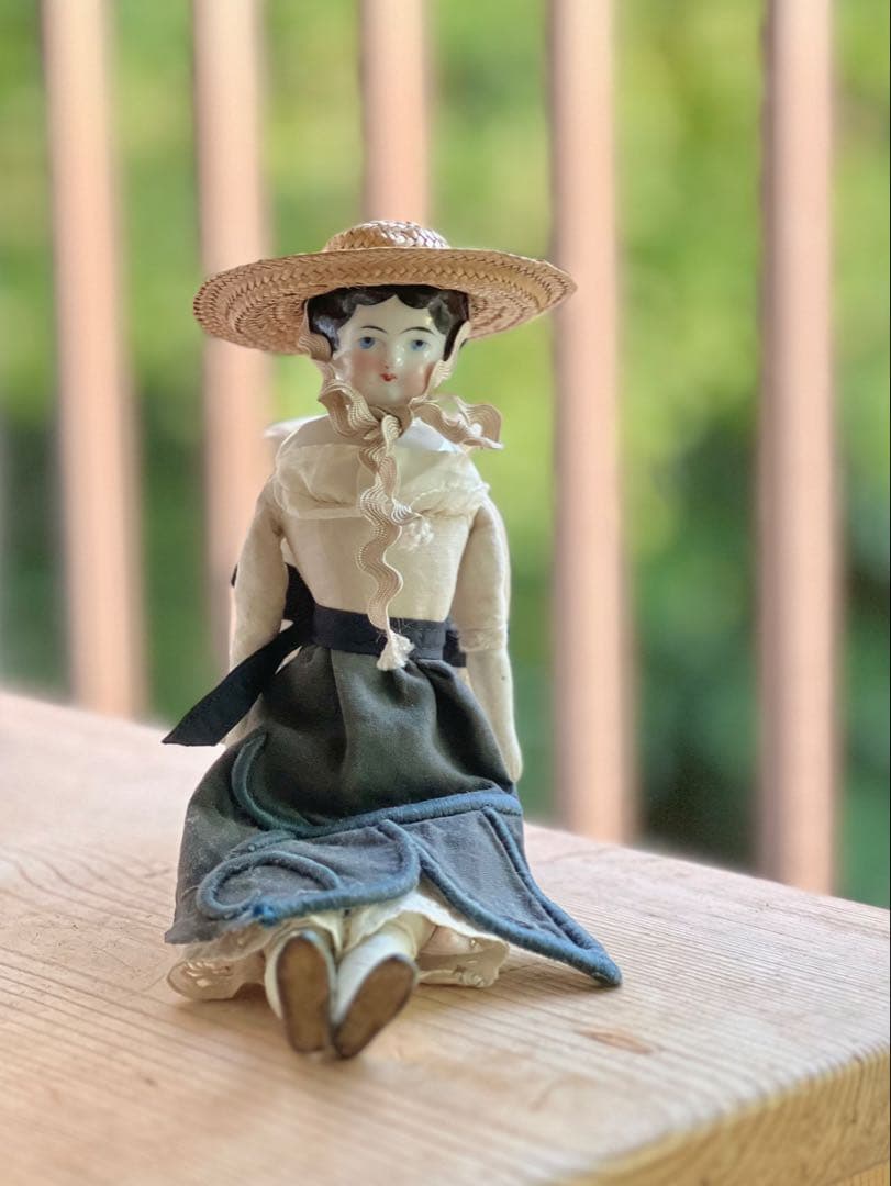 限定価格！チャイナヘッドドール　農家の花嫁　麦わら帽子　アンティーク　希少！