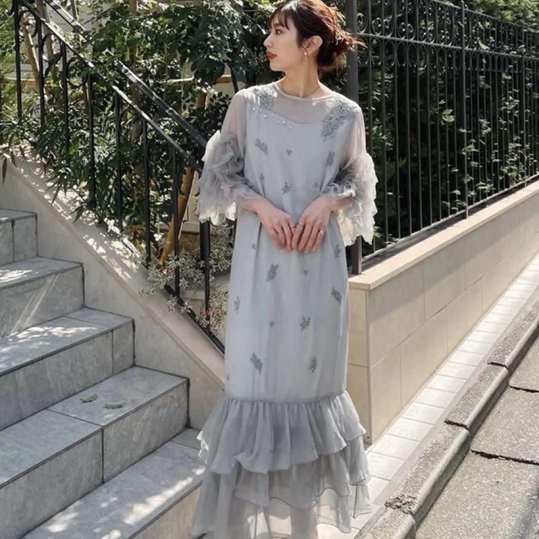スーツ・フォーマル・ドレス hem tiered volume sleeve embroidery OP