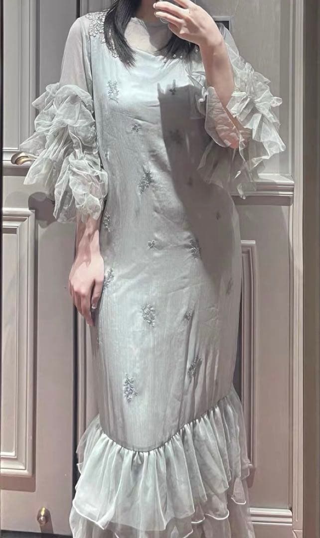 スーツ・フォーマル・ドレス hem tiered volume sleeve embroidery OP