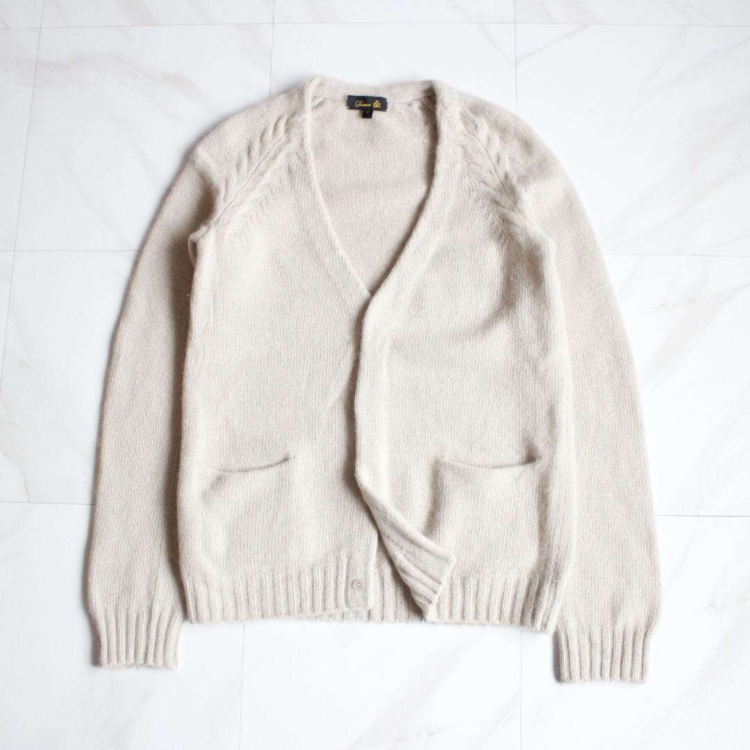 DRAWER カシミヤ98% 部分ケーブル編みニットカーディガン S ベージュ