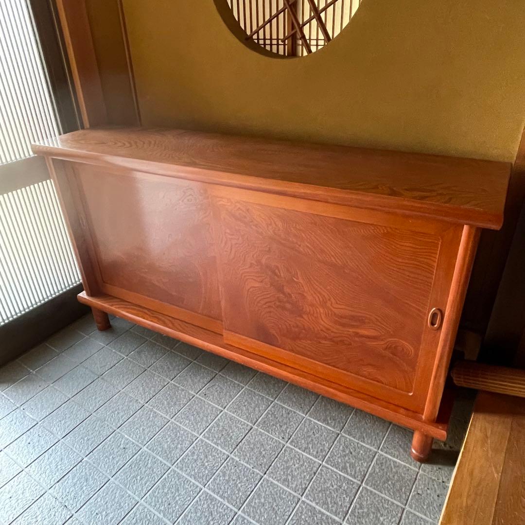 高級　けやき　下駄箱　シューズボックス　脚付き　レトロ