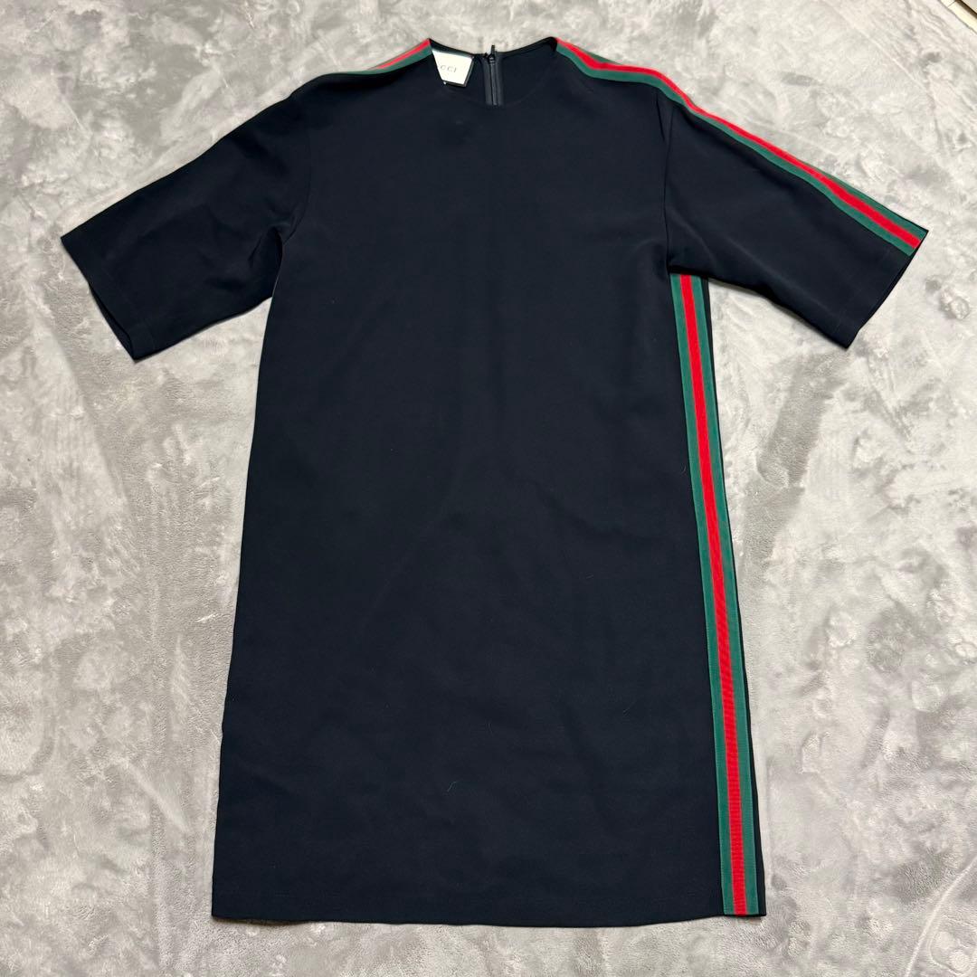 必*️様 グッチ シェリーライン ワンピース ブラック 半袖 ドレス