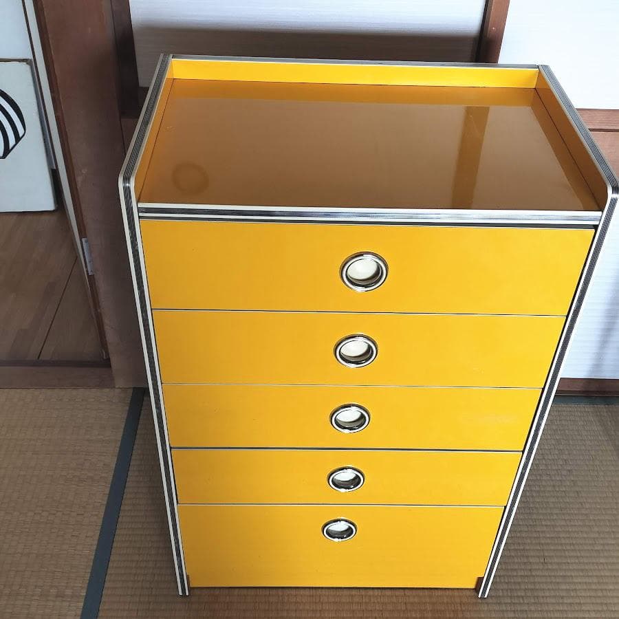 昭和レトロ　ポップ　チェスト　黄色 イエロー　5段
