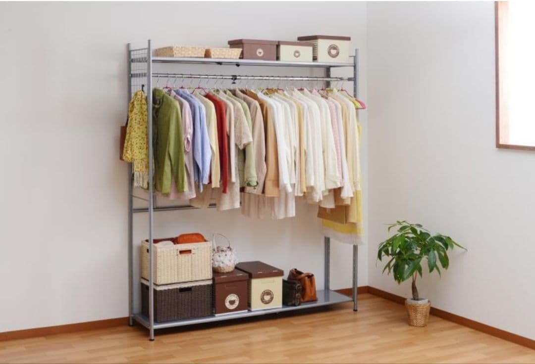 SALE 古着屋 ワードローブ 棚位置を自由自在 ハンガーラック
