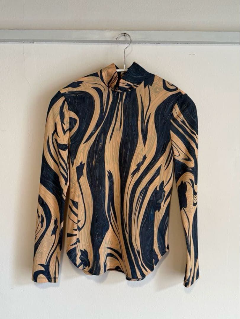 トップス Marble Print Jersey High Neck Top