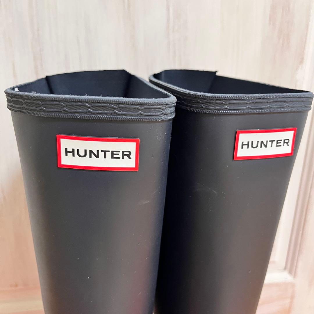 【新品】HUNTER ロングレインブーツ ブラック 25cm UK6 調節可能