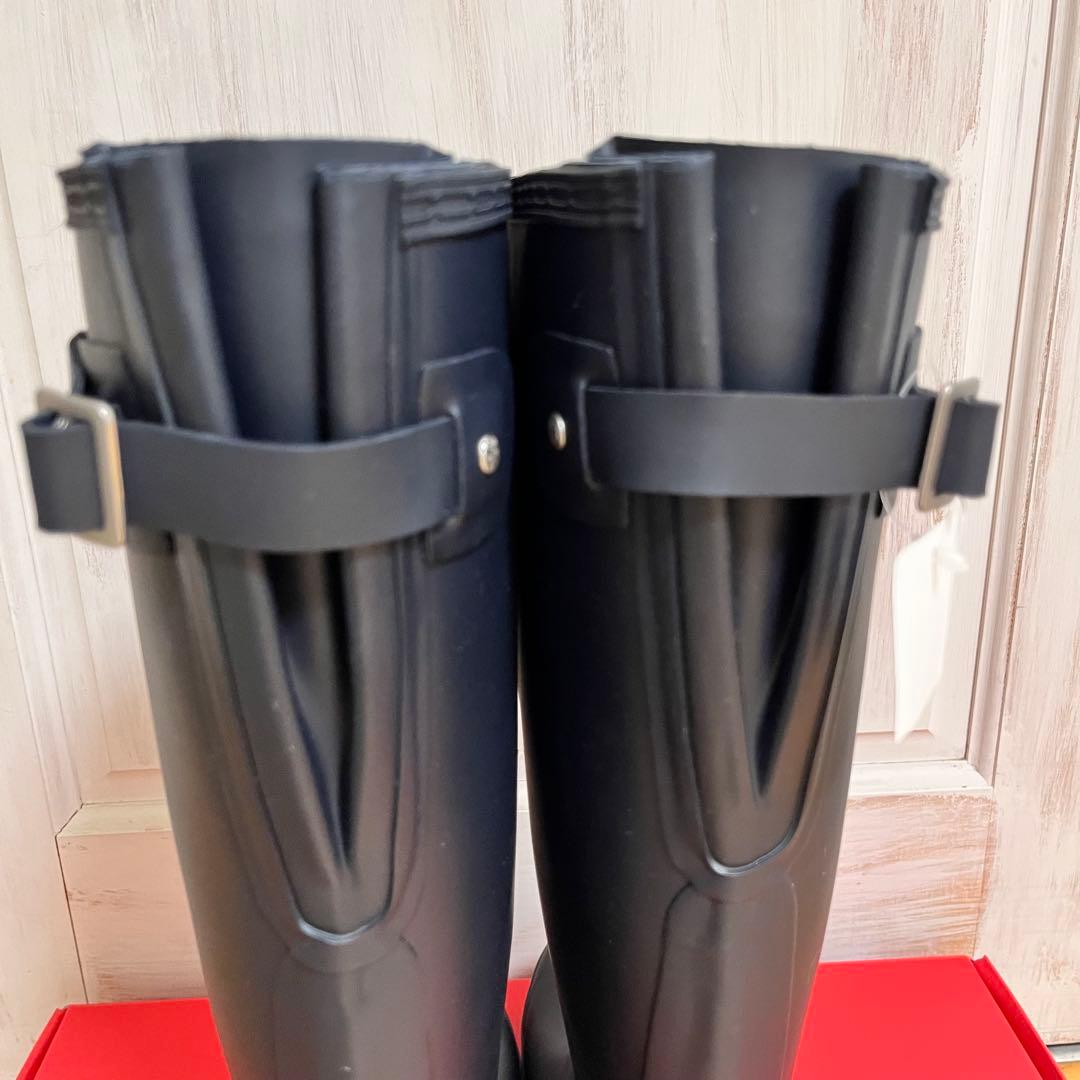 【新品】HUNTER ロングレインブーツ ブラック 25cm UK6 調節可能