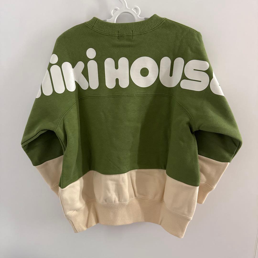 【美品】ミキハウス　スウェットロゴトレーナー　100 子供服　カーキ
