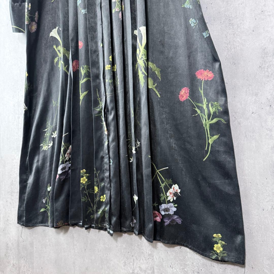 アメリヴィンテージ ボタニカルプリーツドレス ワンピース 黒 M