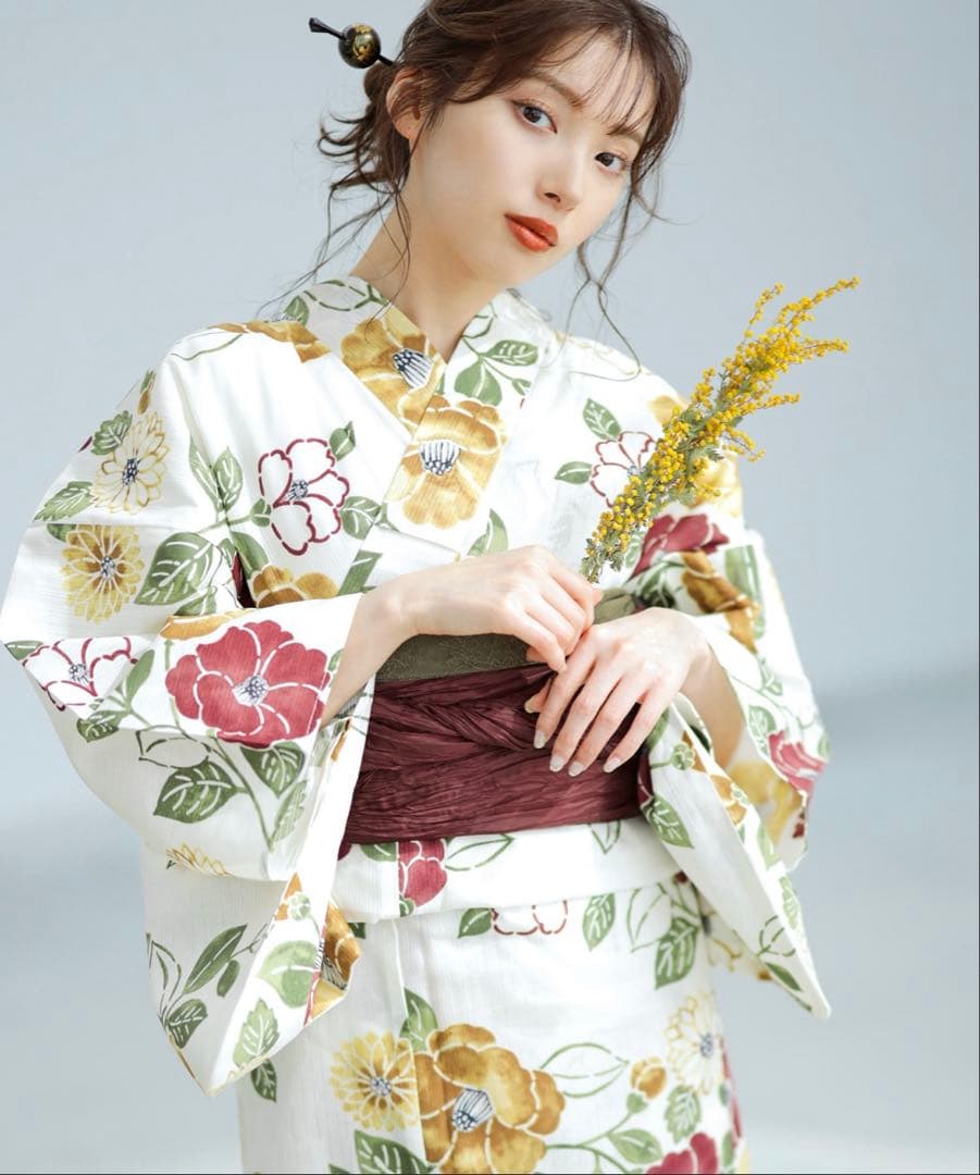 花柄浴衣・帯・下駄・腰ひもセット