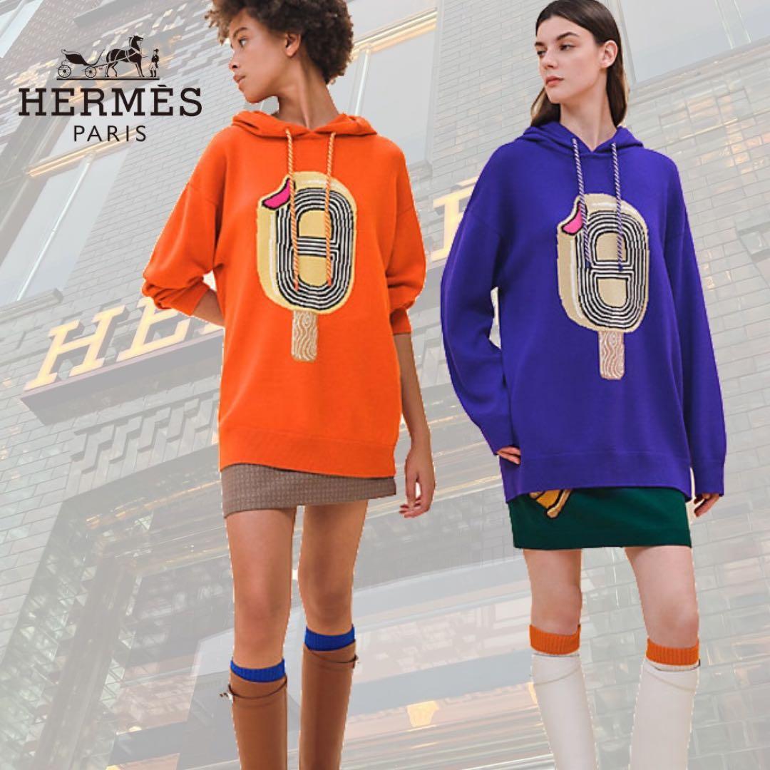 美品HERMESエルメス パーカー シェーヌダンクル　カシミヤニット　ワンピース