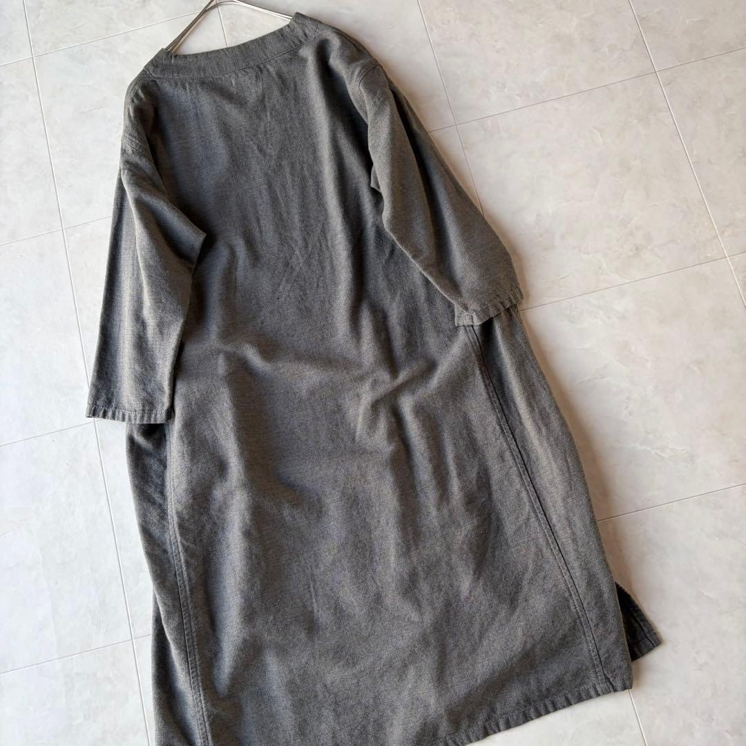 プランテーション Plantation Vネックロングワンピース グレー M