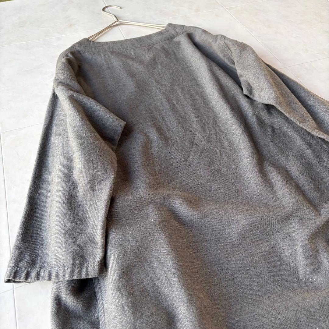 プランテーション Plantation Vネックロングワンピース グレー M