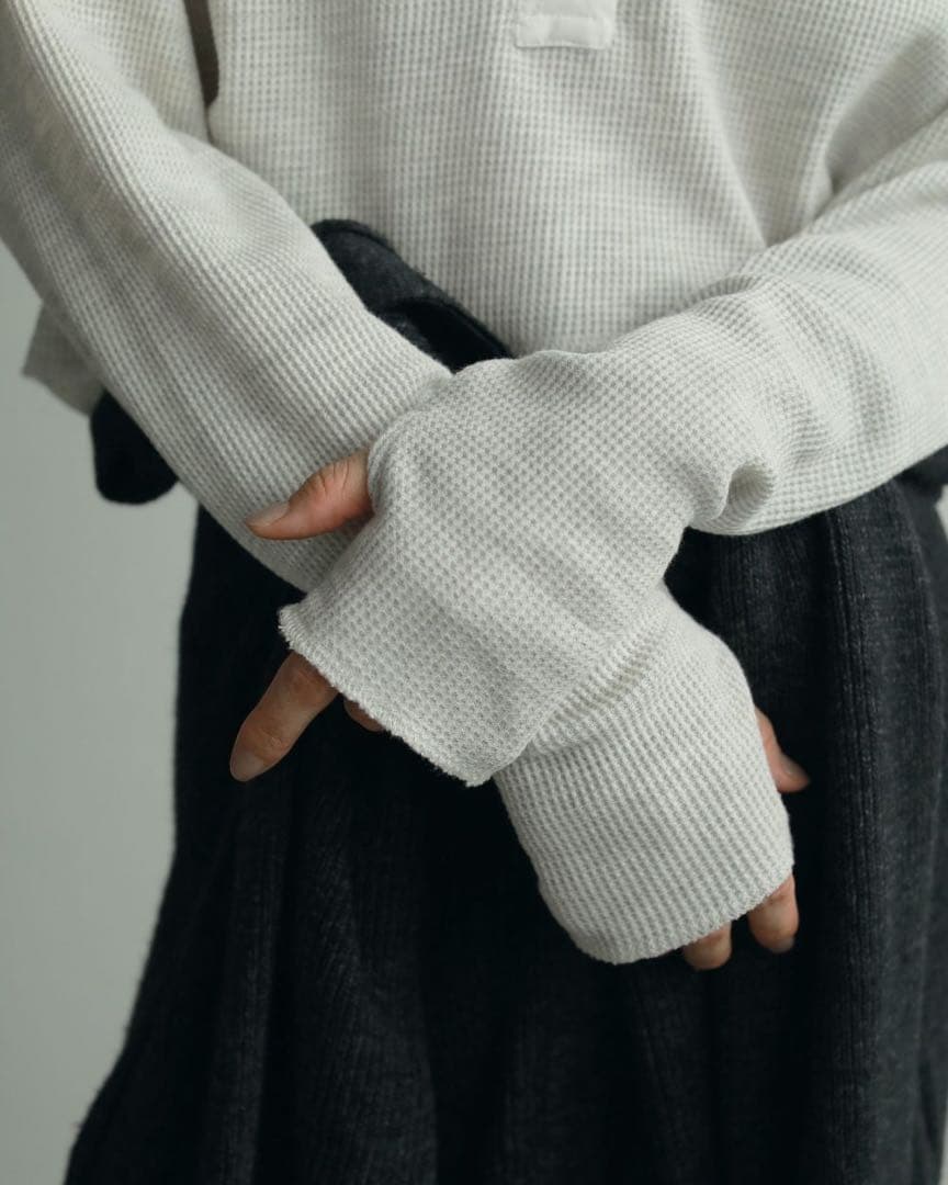 anuke Waffle Henley Tops オートミール