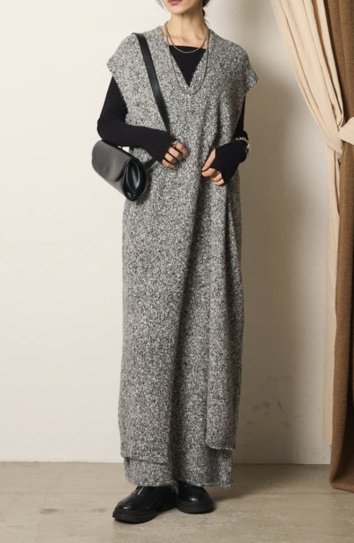 みーさん専用グレー ニット ロングワンピース