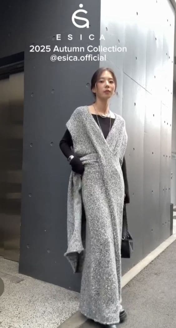 みーさん専用グレー ニット ロングワンピース