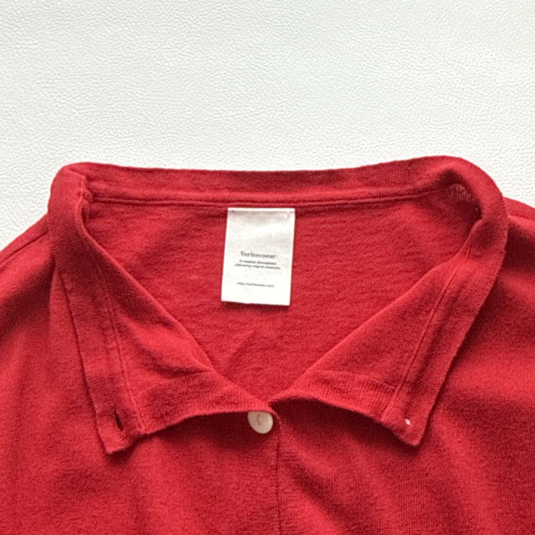 Veritecoeur カーディガン　シルク　カシミヤ混 赤　フリーサイズ