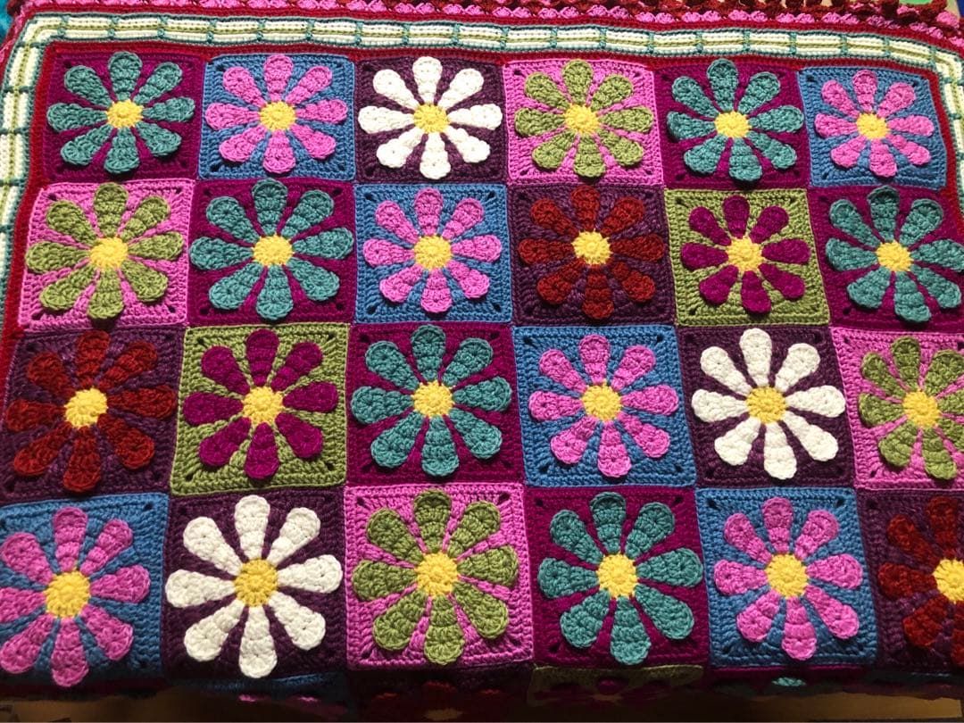 花モチーフレトロブランケット