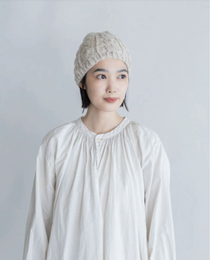 美品　yourwear　ニット帽 カシミヤケーブルニットキャップ100%