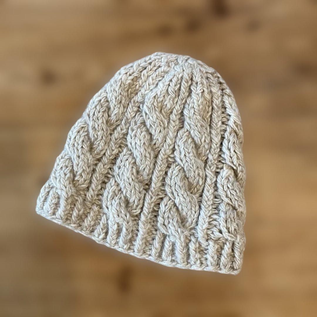 美品　yourwear　ニット帽 カシミヤケーブルニットキャップ100%